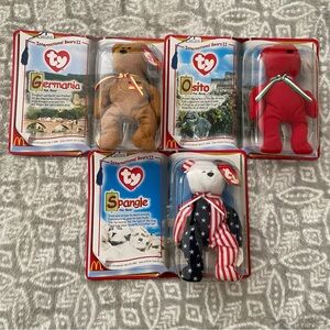 NWT Ty Teenie Beanie Babies International Bears Lot Germania Osito Spang…